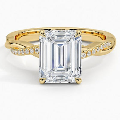 Emerald Petite Twisted Vine Lab Diamond Ring