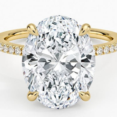 Oval Half Covered Lab Diamond Ring