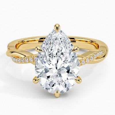 Pear Petite Twisted Vine Lab Diamond Ring